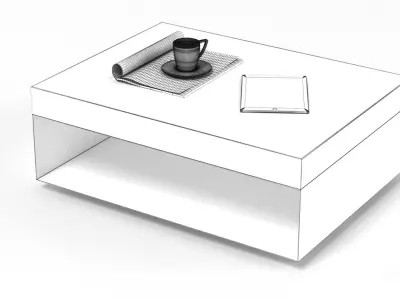 Gold and Marble Rectangular Table 3D model