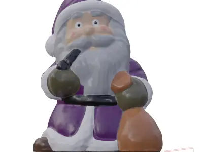 Multicolor Pack of cute Santa claus   LowPoly 3D model