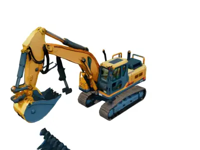 Realistic Excavator 3D Model Low-poly 3D model