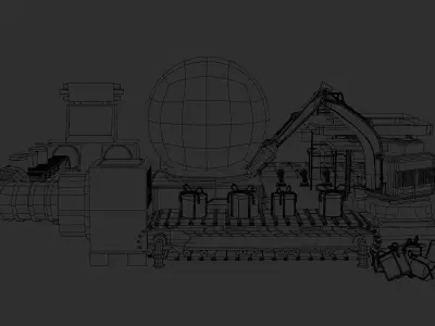 Production of Toy Factory Futuristic Low-poly 3D model Low-poly 3D model