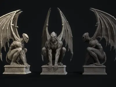Gargoyle Statue PBR Low-poly 3D model gargoyle Low-poly 3D model