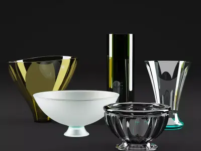 Decorative glass vases set 3D model