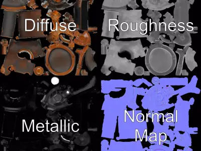 Steampunk Boiler Clock Model Pack Low-poly 3D model