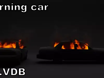 Burning car vdb 3D model