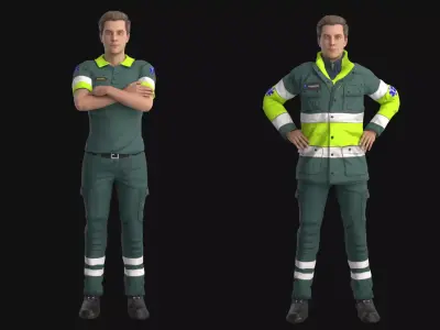 Paramedic Rigged Low-poly 3D model