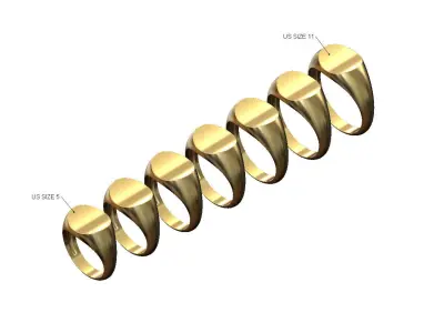 Concave 10x12mm signet ring Mini set  3D print model