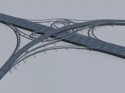 Highway Viaduct flyover  Low-poly 3D model