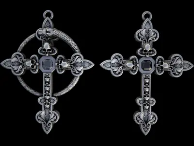 Skull Cross Pendant 3D print model