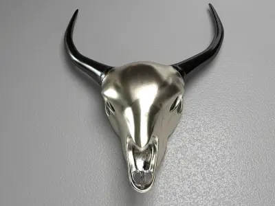 Deco Antler Scull Rose Gold Low-poly 3D model