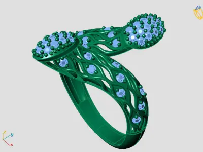 Two Head Women Ring 3DM Womens Ring 3d models 3D print model 3D print model 32