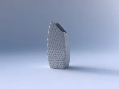 Vase bent rectangle with diagonal grid plates 3D print model