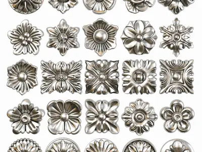 Collection of 25 classic rosettes 3D model