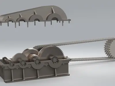 Industrial Gearbox with Chain Drive Mechanical Transmission 3D model
