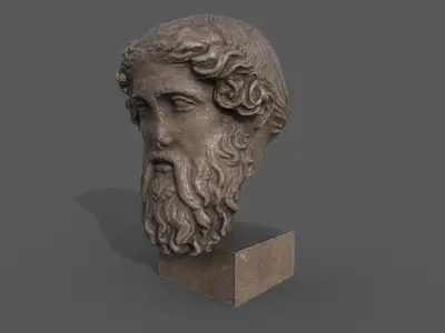 head of Dionysus  Low-poly 3D model