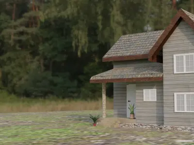 House 3D Lowpoly in woods Low-poly 3D model