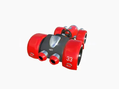 Cartoon Kart E01 Red - Vehicle Racing Design Low-poly 3D model