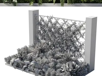 Outdoor garden plant set 153 - Ivy on Fence Low-poly 3D model