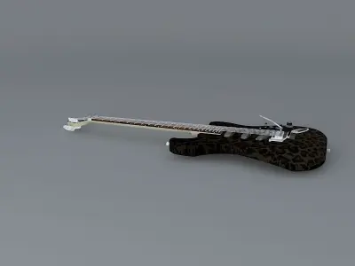 A leopard print guitar Free 3D model