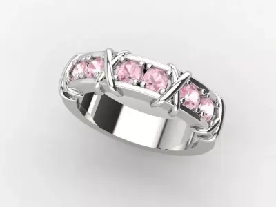 X ring sapphire in sterling silver 3D print model