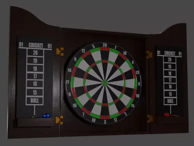 DartBoard dart board and darts Low-poly 3D model