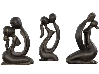 Antique Kissing Set Statues - Abstract Bronze Couple Pack 3D model