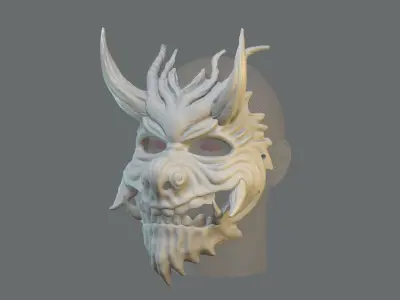Oni Mask 2 Demon Horn Full Face 3D print model