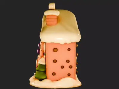 3D Gingerbread House with Cookie Character  Christmas Decoration 3D model