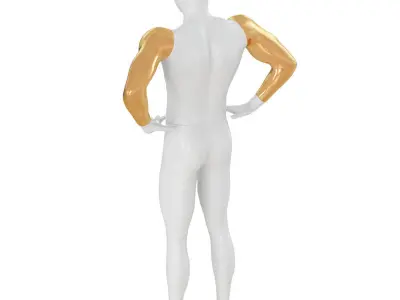 Abstract white mannequin with golden hands 87 3D model