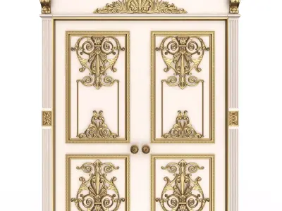 Carved Door Classic 0901 White Low-poly 3D model