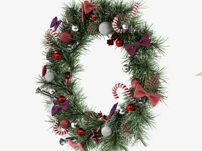 Christmas New Year Wreath 3D model