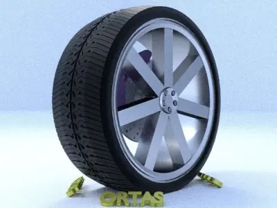 ORTAS CAR RIM 1 AND 2 GAME READY RIM TIRE AND DISC 3D Model Pack