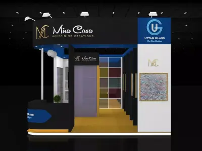 10mtr x 5mtr expo stall 2side open Exhibition Stand Design  Low-poly 3D model