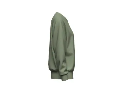 Women Loose Fit Raglan Sweatshirt 3D model 3D model