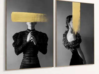 Plaster Two Photo Frame 219 Low-poly 3D model