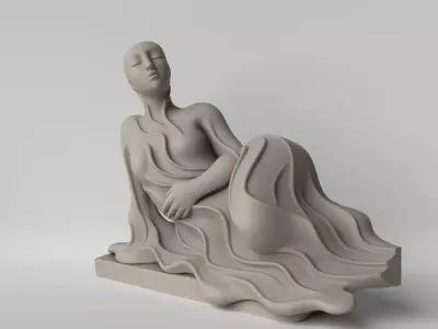 Silhouette Rest  Minimalist Lying Woman Sculpture 3D print model