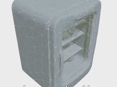 Cartoon Refrigerator with Rounded Edges and Illustrated Contents Low-poly 3D model