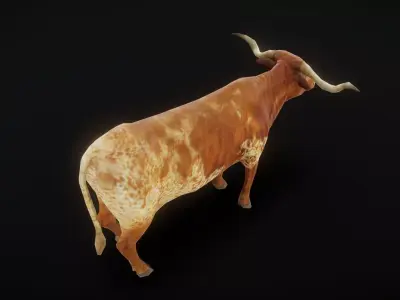 Two tone cow animation Low-poly 3D model