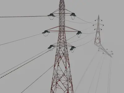 Electricity Pole 32 Weathered Low-poly 3D model