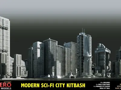 MEGA SCI-FI BUILDINGS KITBASH 3D model