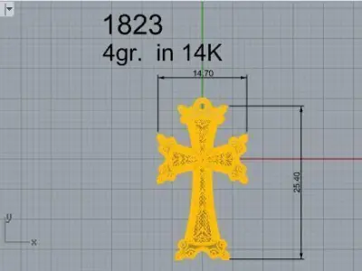 Cross Pendant 1823 3D print model