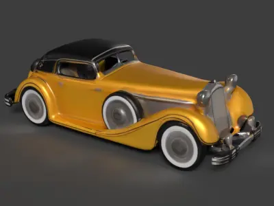 Yellow vintage car   3D model