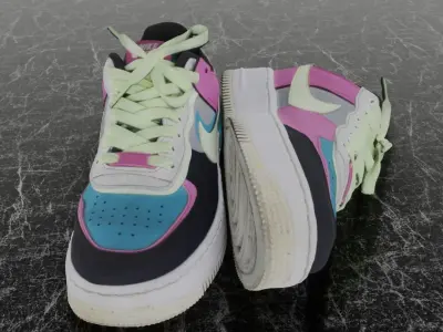 NIKE AIR FORCE 1 SHADOW 3D SHOES - BLUE - PINK Low-poly 3D model