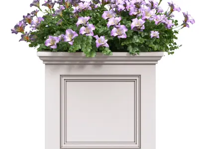 Flower bed in a garden box planter pot 3D model