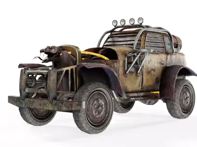 post apocalyptic car the Aspid da1 Low-poly 3D model
