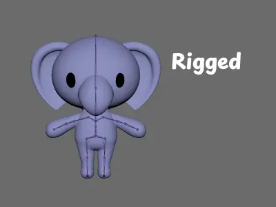 Little Elephant Animated Cute 3D Models For Games And Animations Low-poly 3D model