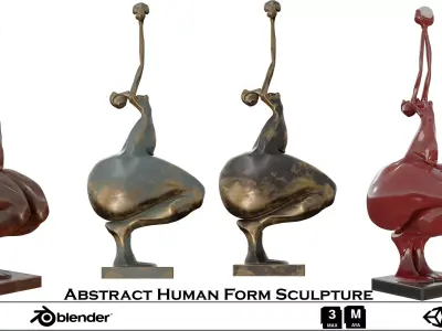 Abstract Human Form Sculpture Low-poly 3D model