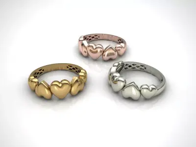Jewelry Heart Ring Gold 3D print model