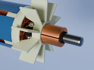 DC Motor with internals 3D model
