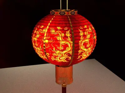 Chinese Red Lantern 3D model 5
