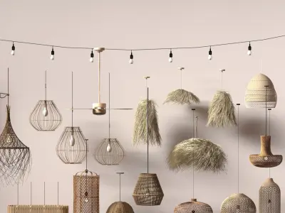 Wabi - sabi Boho pendant light collection 3D model